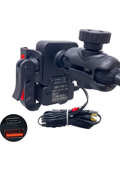 CT-M03 Telefon Tutucu Hızlı Şarj Gidon Ayna Montajlı Motosiklet Type-C Üniversal fırsatları