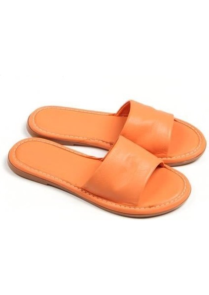 141759 Günlük Düz Terlik Hakiki Deri Turuncu fiyatları