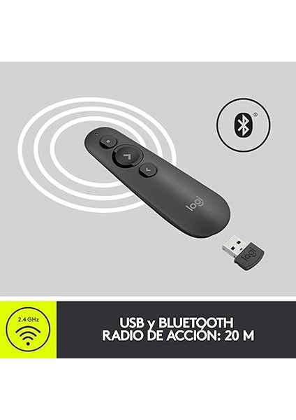 R500S Sunucu, Lazer Sınıfı 1, Bluetooth ve USB Için, Evrensel Uyumlu, 20 Metre Menzil, Yapılandırılabilir, 12 Ay Çalışma Süresine Sahip Akıllı Pil Kullanımı, Koyu Gri fırsatları