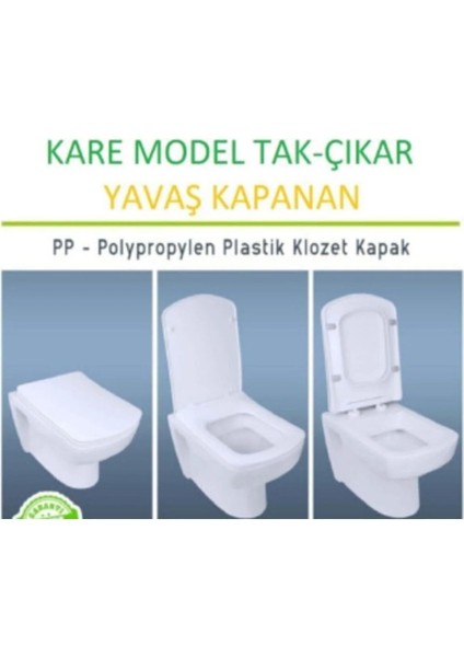 Kare Yavaş Kapanan Klozet Kapağı Amortisörlü Kapak Hijyenik Kapak Üstten Montajlı Kare Klozet Kapak fırsatları