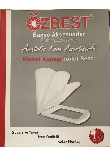 Kare Yavaş Kapanan Klozet Kapağı Amortisörlü Kapak Hijyenik Kapak Üstten Montajlı Kare Klozet Kapak