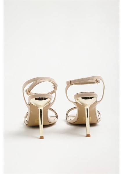 155200 Fermuar Detaylı Ince Topuklu Ayakkabı Bej Vagum fırsatları