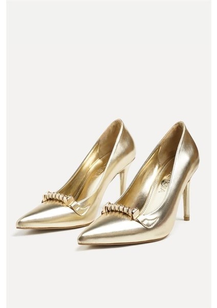 255000 Tokalı Stiletto Altın Deri fiyatları