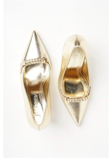 255000 Tokalı Stiletto Altın Deri modelleri