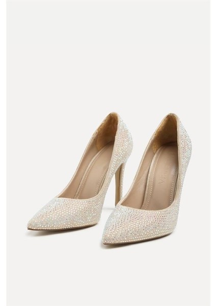 255019 Işıltılı Taşlı Stiletto Bej fiyatları