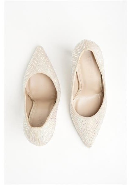 255019 Işıltılı Taşlı Stiletto Bej modelleri