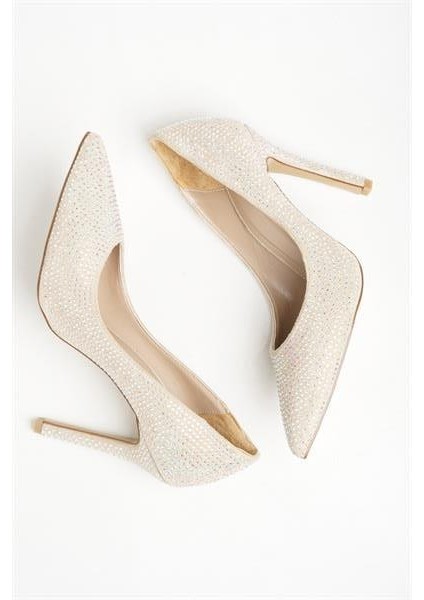 255019 Işıltılı Taşlı Stiletto Bej indirimleri