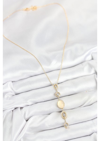 Pirinç Zincir Sarı Gold Renk Zirkon Taşlı Y Kolye fiyatları