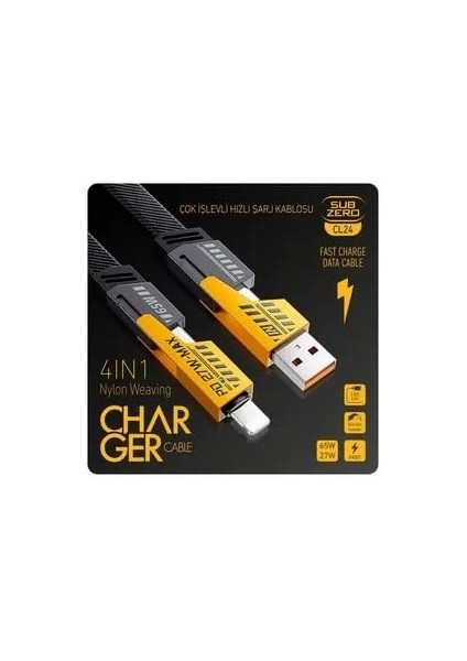 In 1 Çoklu USB Şarj Kablosu: 120 Cm, Type C To Lightning Örgü Şarj Kablosu USB A/usb C 65W Tip C/27W Pd Her Cihaz ile Uyumlu Metal Başlıklı CL24 modelleri