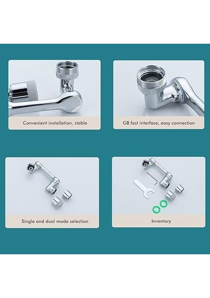 1080 ° Döner Lavabo Musluk Uzatıcı, Musluk Havalandırıcı, Evrensel Döner Büyük Açılı Döner Robot Kol Su Başlığı Musluk Adaptörü, Musluklar fırsatları