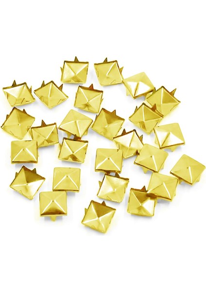Süs Tırnaklı Altın Renk Çakma Kare Piramit 7 mm 20 Adet Metal Trok fiyatları