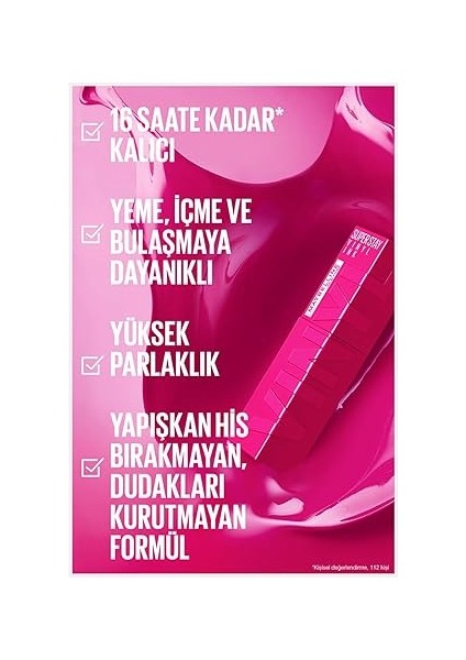 New York Super Stay Vinyl Ink Uzun Süre Kalıcı Likit Parlak Ruj 160 Sultry indirimleri