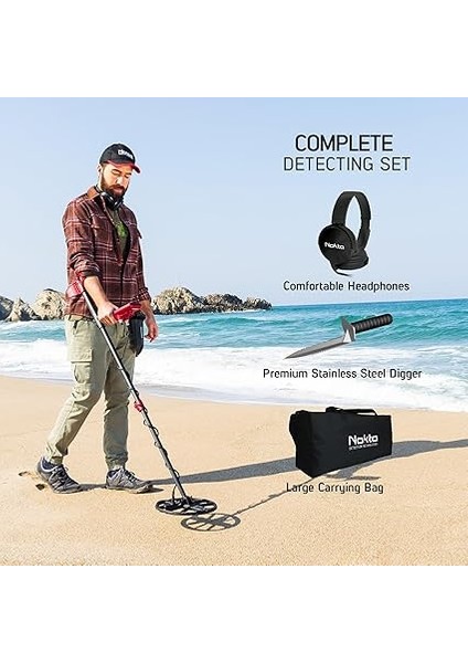 Fındx Pro Yetişkinler Için Metal Dedektörü, Altın Için Profesyonel Tamamen Su Geçirmez Metal Dedektörü, Pinpoint, USB Şarj Edilebilir, Arkadan Aydınlatmalı LCD (Kulaklıklı Komple Kit, Taşıma modelleri