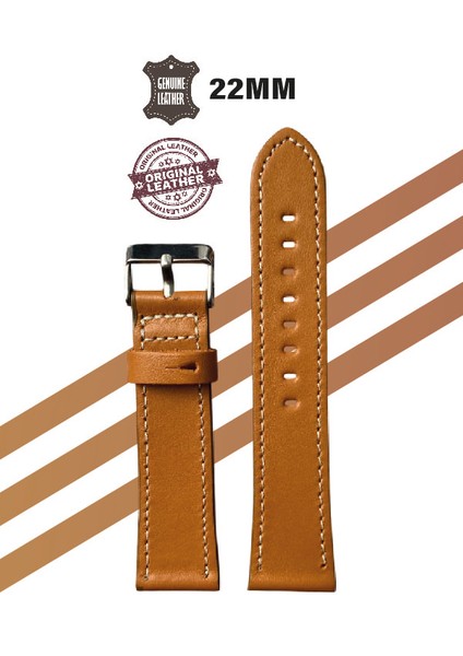 22MM Premium Hakiki Deri Saat Kordonu – Pim Hediyeli, Antialerjenik
