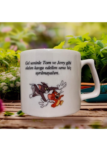 Espirili Kupa Çift Taraf Baskılı Kupa- Seramik Çay, Kahve Hediyelik Bardağı Krem Lüks fiyatları