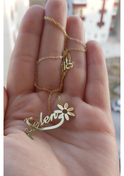 925 Ayar Gümüş 24 Ayar Altın Kaplama Isimli Kolye