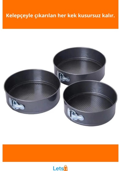 3'lü Kelepçeli Kek Kalıbı Dayanıklı Yanmaz Yapışmaz 24CM 26CM 28CM fiyatları