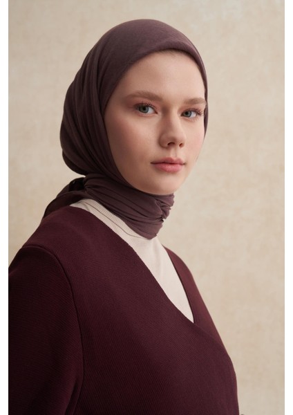 Organik Kırışık Eşarp Koyu Gül Kurusu modelleri