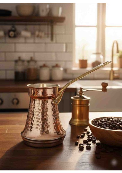 Bakır Cezve Indiksiyonlu El Yapımı Çekiç Dövmeli