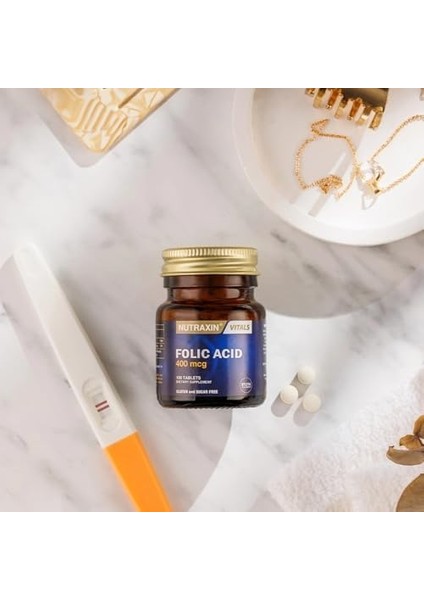 Nutraxin Vitals Folic Acid 400 Mcg 100 Tablet Takviye Edici Gıda