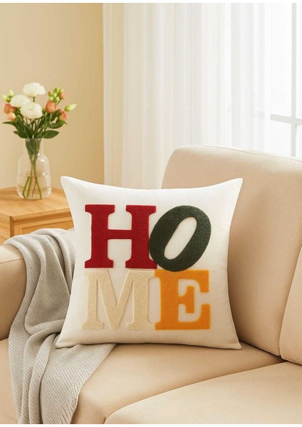 Mira Home Dekoratif Punch Home Nakışlı Kırlent Kılıfı