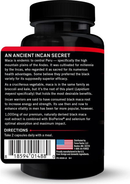 Black Maca Root Vitality For Men 1000MG, 60 Capsules modelleri