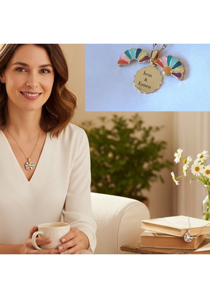 Kişiye Özel Renkli Çiçek Temalı Kolye