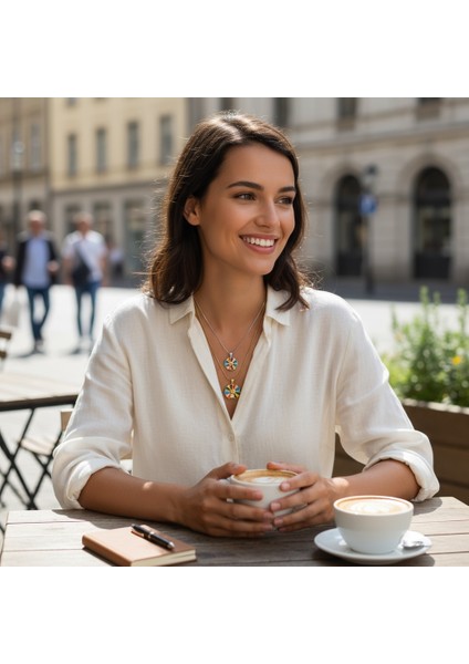 Kişiye Özel Renkli Çiçek Temalı Kolye modelleri