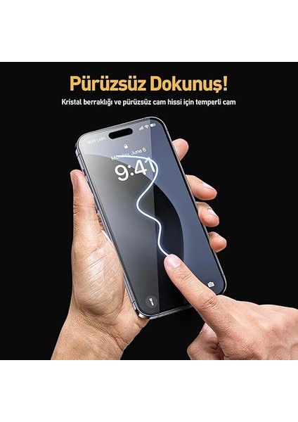Labs iPhone 16 Serisi ile Uyumlu 5d Easyfit 2 Adet Kolay Uygulama Aparatlı Ekran Koruyucu Temperli Cam (Iphone 16 Pro) modelleri