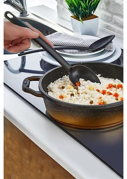 4 Parça Yanmaz Yapışmaz Teflon Kaplama Servis Seti Kepçe Kevgir Spatula Kaşık Plastik Servis Takımı modelleri