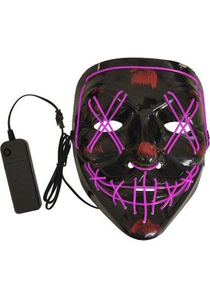 Halloween Aksesuar -Işıklı Maske- 21 Cm, Fuşya, Pilli