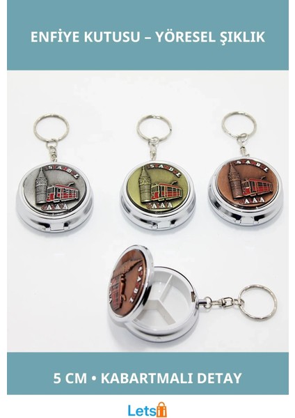 Galata Kulesi Kabartmalı Yöresel Enfiye Kutusu 5 cm