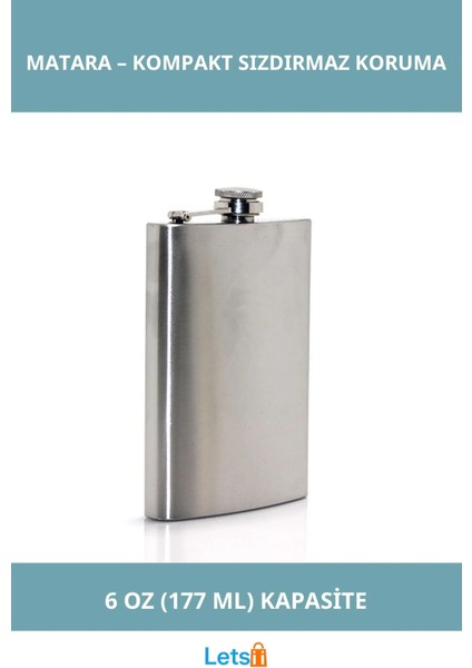 Sızdırmaz Paslanmaz Çelik 6 Oz Tekli Matara Pratik ve Taşınabilir