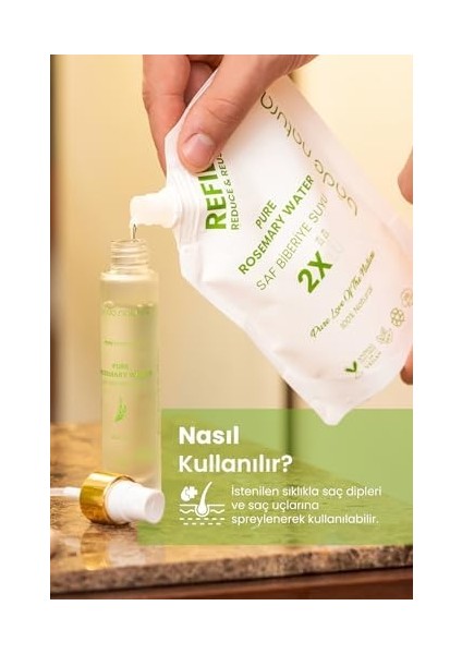 Bade Natural Biberiye Suyu Dökülme Karşıtı ve Saç Uzamasını Destekleyici Saç TONIĞI%100 Doğal ve Saf 30 ml modelleri