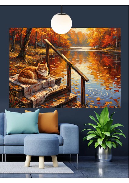 Sonbahar Merdivenleri Manzara Dekoratif Kanvas - Mdf Ahşap Tablo fırsatları