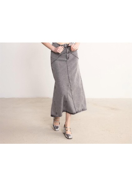 3320 Önü ve Arkası Çift Cepli Kot Etek indirimleri