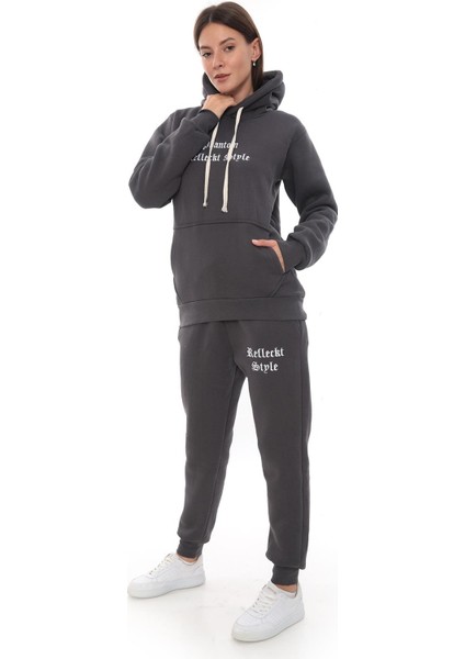 Kadın Kapüşonlu Kanguru Cep Şardonlu 3 Iplik Kışlık Içi Polarlı Günlük Eşofman Takım fiyatları