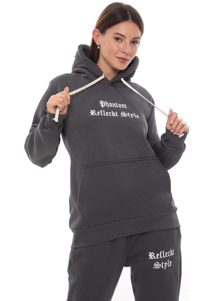 Kadın Kapüşonlu Kanguru Cep Şardonlu 3 Iplik Kışlık Içi Polarlı Günlük Eşofman Takım fırsatları