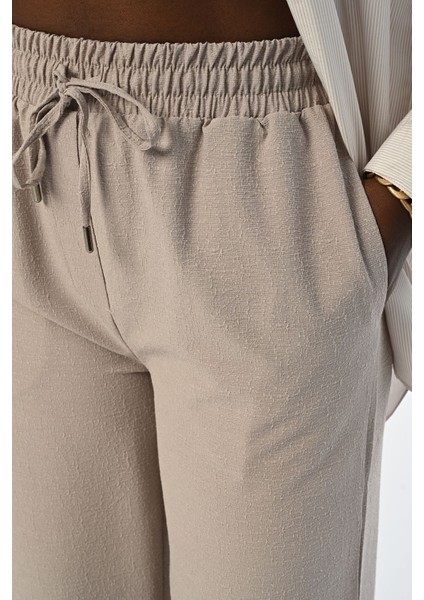 Kadın Rahat Kalıp Bol Paça Beli Lastikli Pantolon modelleri