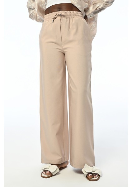 Kadın Rahat Kalıp Bol Paça Beli Lastikli Pantolon