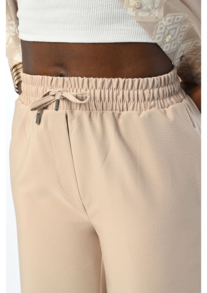 Kadın Rahat Kalıp Bol Paça Beli Lastikli Pantolon modelleri