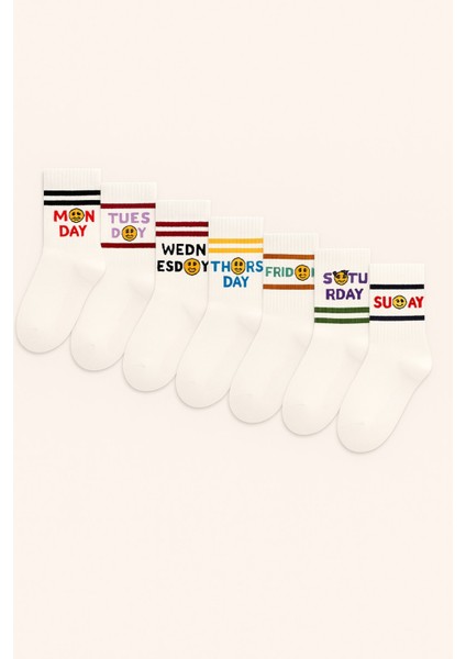 Çocuk 7'li Haftanın Günleri Baskılı Soket Çorap