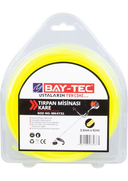 Bay-Tec Tırpan Misinası Kare 3.3mm X42MT