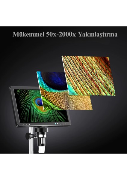 10.1'' DM12 HDMI Dijital Mikroskop 2000X Büyütme 20MP Kamera 10 LED Işık 32 GB Uzaktan Kumanda fırsatları