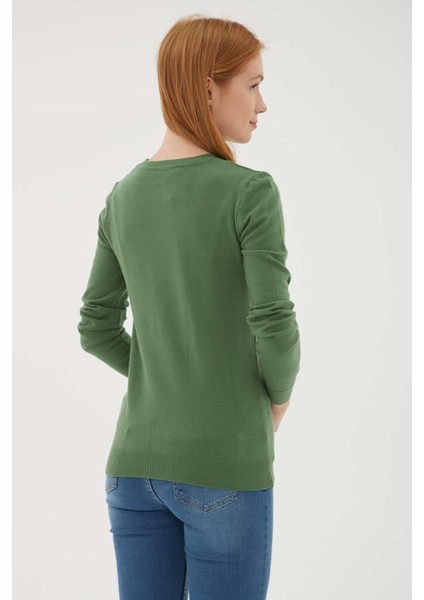 Esnek U Yaka Kazak Yeşil fırsatları