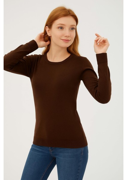 Esnek U Yaka Kazak Kahve