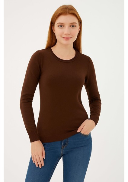 Esnek U Yaka Kazak Kahve fırsatları