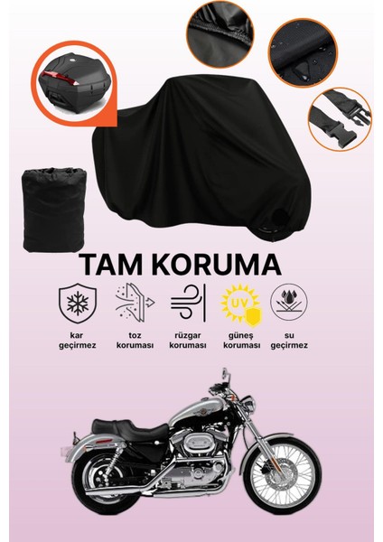 Siyah Arka Çanta Uyumlu Harley-Davidson Sportster Custom XL1200C Uyumlu Motor Brandası Koruyucu Örtü
