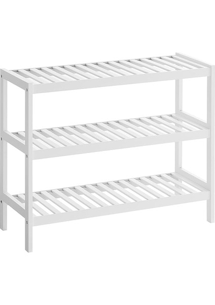 Ayakkabılık Ayakkabı Dolabı Bambu Rafı Ayakkabı Taburesi Beyaz-Doğal Renkler