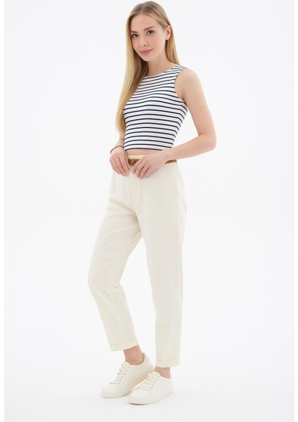 Kemerli Pantolon Ekru